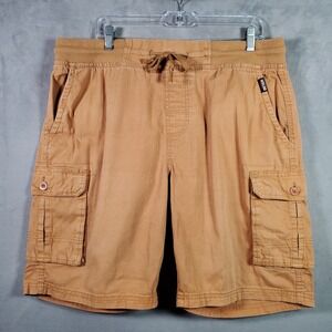 Highland Originals Cargo Shorts Mens XL Brown Elastic Waist Gorpcore Hiking